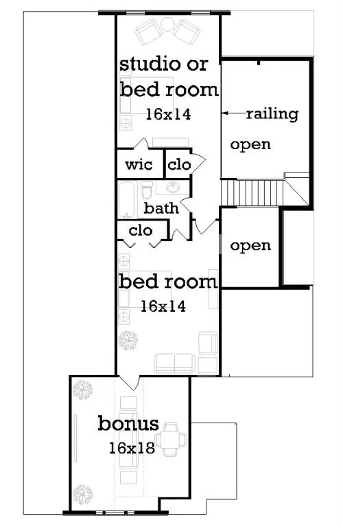 Upper level floor plan